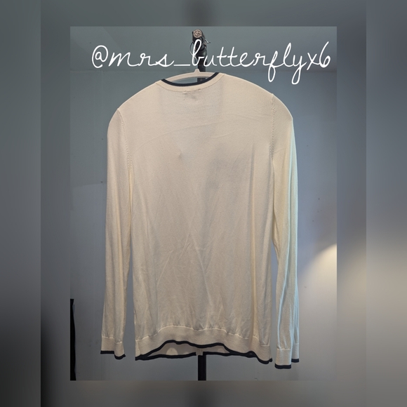 TALBOTS CHARMING CARDIGAN - BOW Holiday Button Front Soft White - Picture 2 of 6